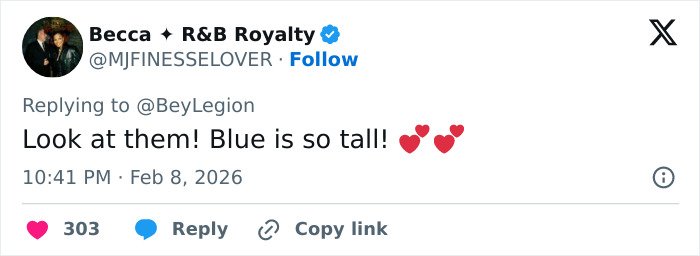 Fan tweet praising Blue Ivy’s height and resemblance to mom, sparking discussions at Super Bowl event.