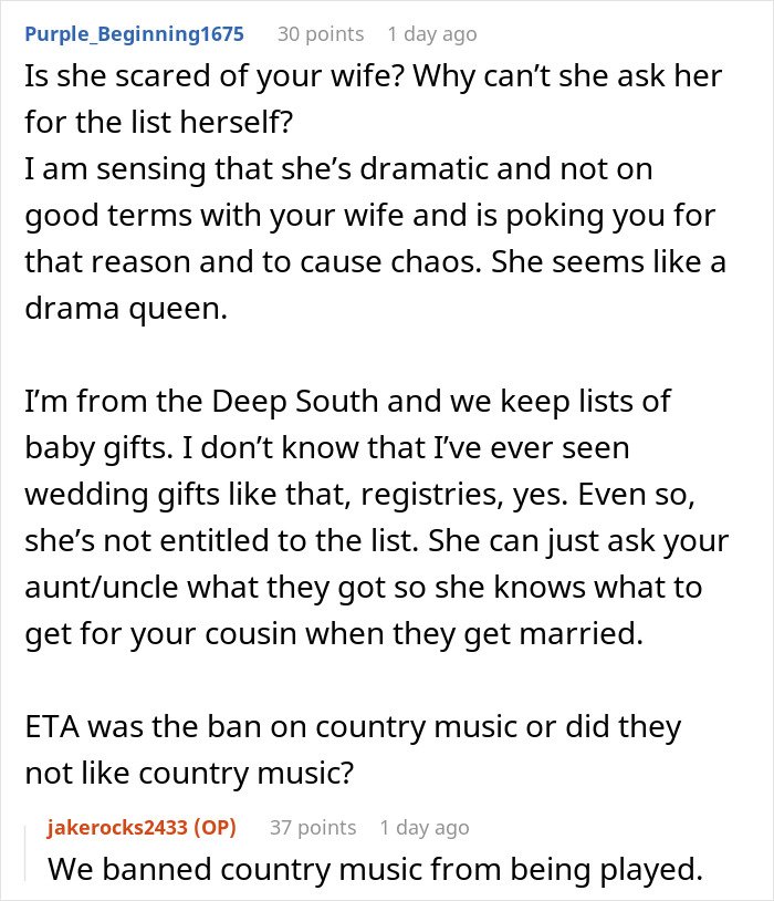 Man upset at wedding, forced by parents to drink beer and leave early due to music preferences.