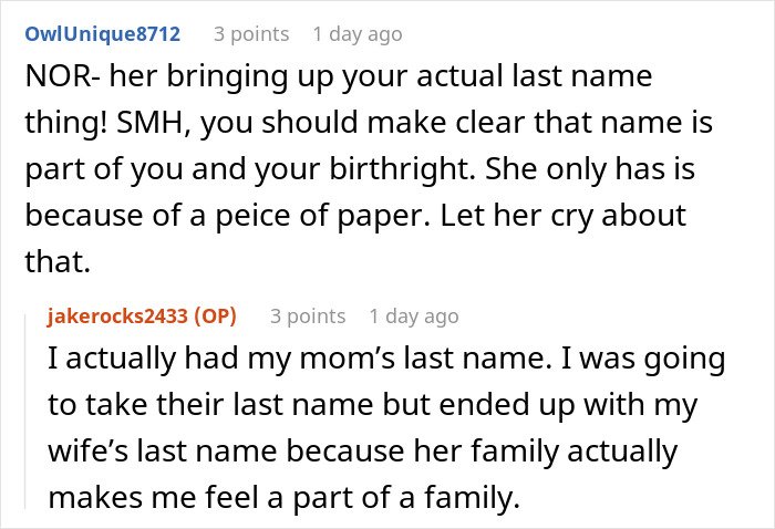 Reddit conversation showing man upset that parents forced him to drink beer at his wedding and leave early due to music.