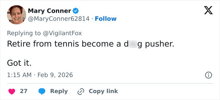 Tweet criticizing Serena Williams over a Super Bowl ad and her controversial weight loss transformation.