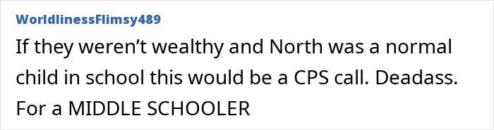 Comment from a user discussing North West’s recent piercings, highlighting concerns and reactions from fans online.
