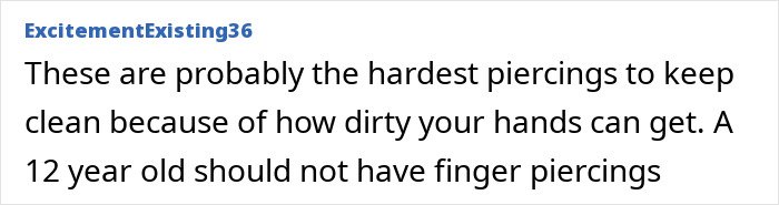 Comment warning about difficulty keeping North West's recent piercings clean due to hand dirtiness concerns.