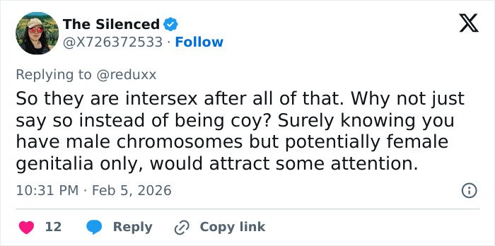 Tweet about Imane Khelif admitting to having Y chromosome gene, sparking intersex and controversy discussions.