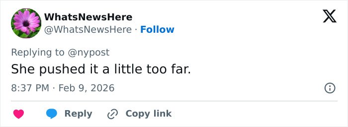 Tweet reply discussing Lindsey Vonn's ICU stay after Winter Olympics crash, highlighting reactions on social media.