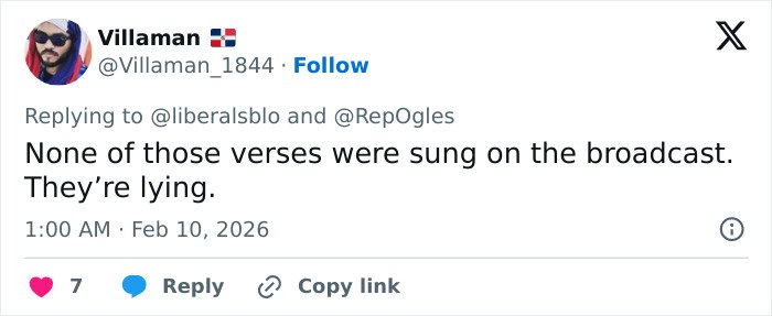 Twitter user disputing the translation of Bad Bunny’s explicit lyrics during a heated Super Bowl debate.