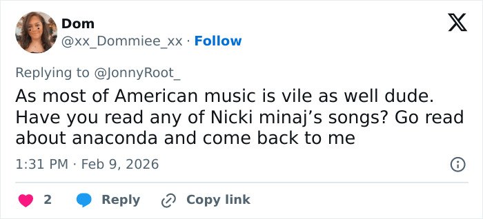 Social media post with a heated debate among Super Bowl fans about Bad Bunny’s explicit lyrics translation.