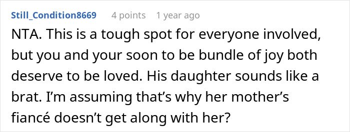 Comment discussing man’s marriage troubles after discovering he has a 12-year-old daughter and the lies involved.