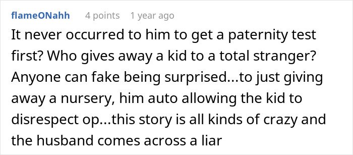 Comment discussing a man’s marriage on the rocks after discovering he has a 12-year-old daughter and was lied to.