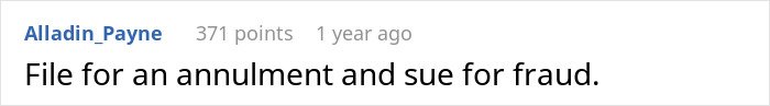 Screenshot of an online comment suggesting legal action after a man’s marriage is on the rocks over a 12-year-old daughter.