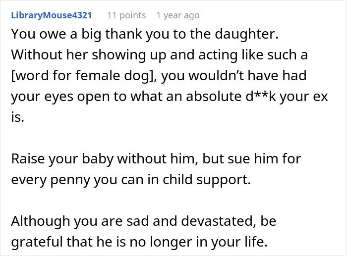 Screenshot of a Reddit comment discussing a man’s marriage on the rocks after discovering he has a 12-year-old daughter.