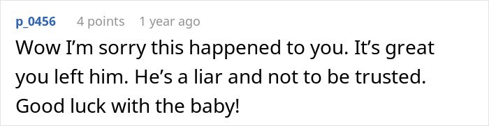 Comment expressing sympathy after man’s marriage troubles due to discovering he has a 12-year-old daughter.