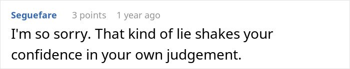 Comment expressing sympathy for a man’s marriage on the rocks after discovering he has a 12-year-old daughter.