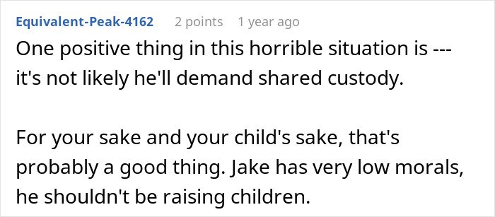 Screenshot of a Reddit comment discussing a man’s marriage troubles after discovering he has a 12-year-old daughter.
