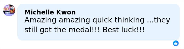 Comment from Michelle Kwon praising the Olympic ice skater's quick thinking after wardrobe malfunction.