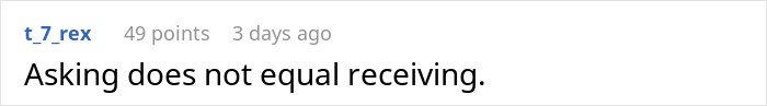 User comment on a forum thread discussing a woman refusing to lend her new snow blower to a neighbor she never met before.