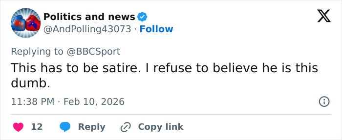 Screenshot of a Twitter reply expressing disbelief about an Olympian who confessed to cheating live on TV.
