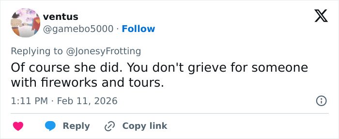 Social media reply discussing Erika Kirk's relationship with Charlie and changes in his office noticed by fans.