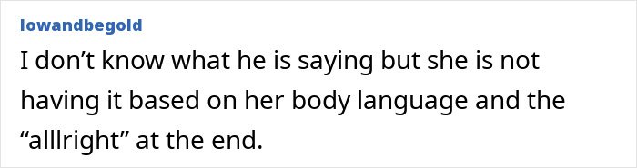 Comment reading body language, mentioning controlled moves and reactions, related to a body language expert’s analysis.