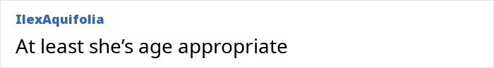 Text post on a forum with the username IlexAquifolia commenting on age appropriateness in a simple black and white layout.