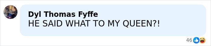 Comment on social media by Dyl Thomas Fyffe reacting with surprise and humor to Margot Robbie revealing a male actor's gift.