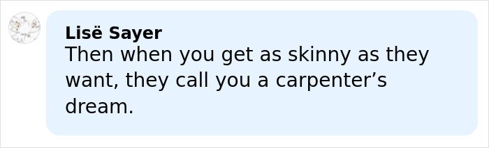 Comment on social media post discussing body image and women's reactions to male actors' behavior.