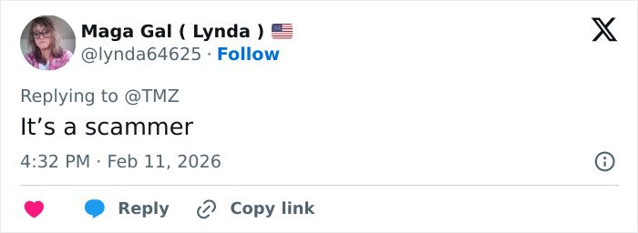 User profile photo of a woman replying to a tweet stating it’s a scammer, related to ransom note Bitcoin demand.
