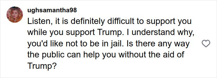 Screenshot of a social media comment discussing support and Trump, related to why Joe Exotic's post about Epstein files is viral online.