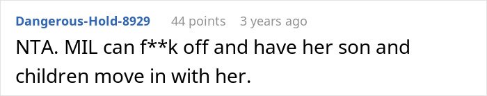 Screenshot of a Reddit comment in a heated discussion about a woman kicking her late husband’s brother and his kids out.