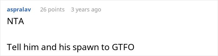 Screenshot of an online comment where a user tells a man and his kids to leave after occupying a late husband’s belongings.