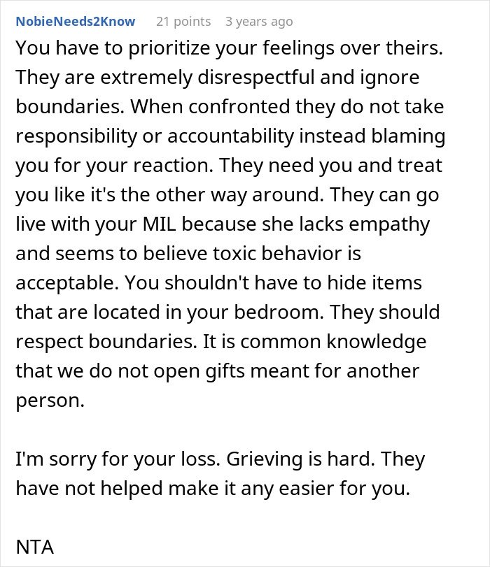 Alt text: Woman kicks late husband's brother and his kids out over disrespectful use of belongings and boundary issues.