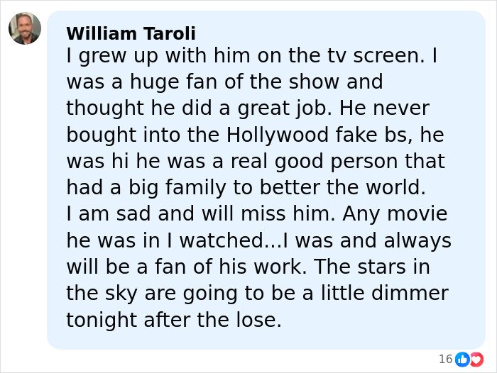 Comment expressing heartfelt tribute to James Van Der Beek’s legacy and the impact of his tragic passing.