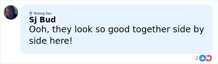 Comment section with a user named Sj Bud complimenting a photo of Blake Lively and Justin Baldoni's fashion faux pas at their court showdown.