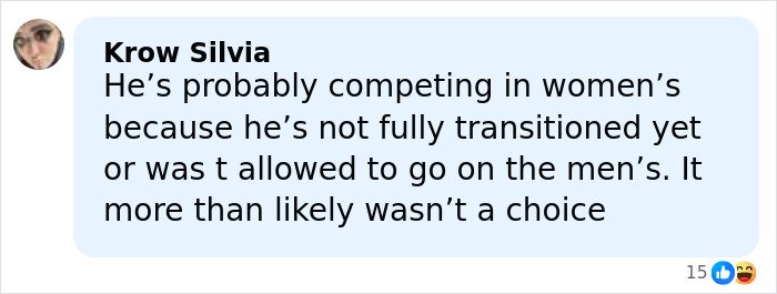 Comment discussing a misgendering incident involving a trans Olympian and the controversy after NBC deletes related footage.