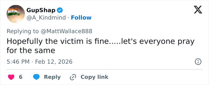 Tweet expressing hope for the victim's safety and urging everyone to pray after forensic white tent setup.
