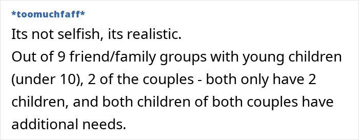 Text post discussing how cousin’s autistic kids influenced woman’s decision about becoming a mother, reflecting on limits.