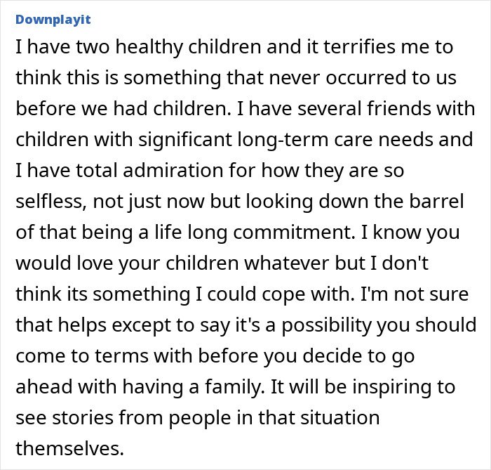 Text excerpt discussing concerns about parenting autistic children and reconsidering motherhood limits after knowing cousin’s autistic kids.