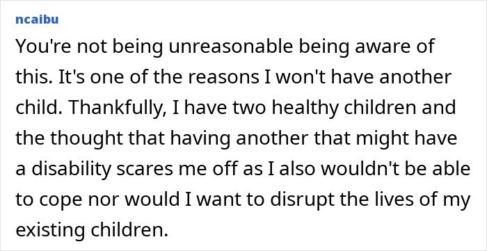 Text post discussing a woman reconsidering motherhood after knowing her cousin’s autistic kids and being aware of her limits.