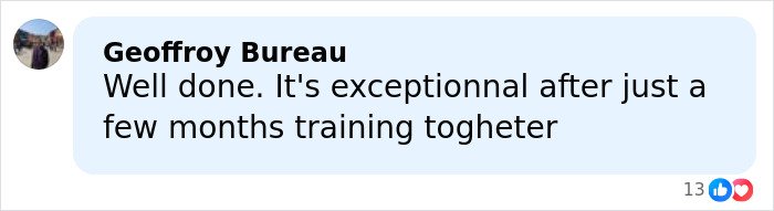 Comment by Geoffroy Bureau praising a French skater's exceptional progress amid Olympics cheating scandal discussions.