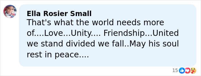 Comment expressing condolences and calling for love, unity, and friendship after Alfonso Ribeiro and James Van Der Beek's last goodbye.