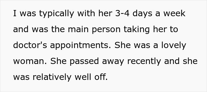 Woman takes care of wife's grandma, facing challenges after discovering her will details and estate issues.