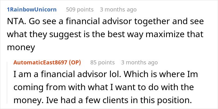 Conversation about financial advice with a woman caring for wife's grandma facing challenges after will issue.