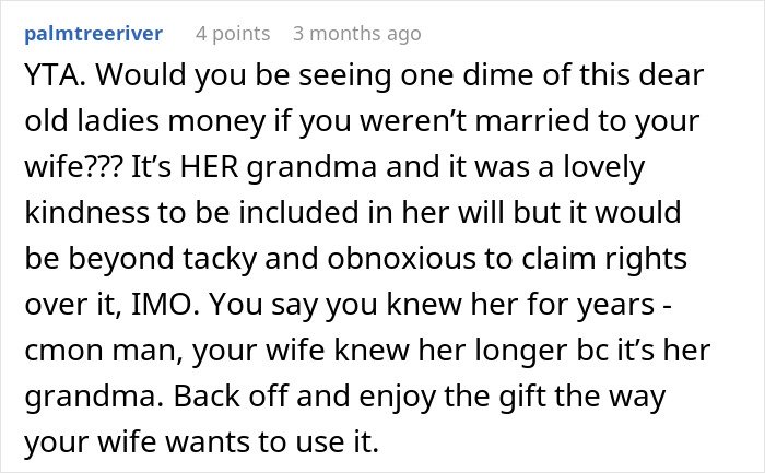 Woman takes care of wife's grandma, reactions unfold after discovering surprising details in her will discussion.