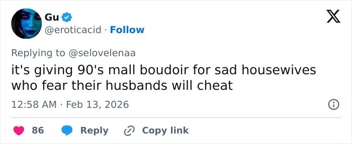 Screenshot of a tweet commenting on Hailey Bieber wearing lingerie at the Wuthering Heights premiere, sparking backlash.