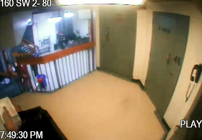 Surveillance view of a hallway near Jeffrey Epstein's cell before his death according to post mortem doctor claims.