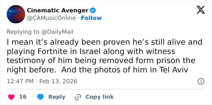 Screenshot of a tweet discussing claims related to Doctor at Jeffrey Epstein's post mortem findings.