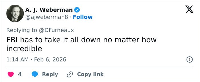 Screenshot of a tweet discussing FBI action related to a viral post comparing Ghislaine Maxwell to Madeleine McCann abductor sketch.