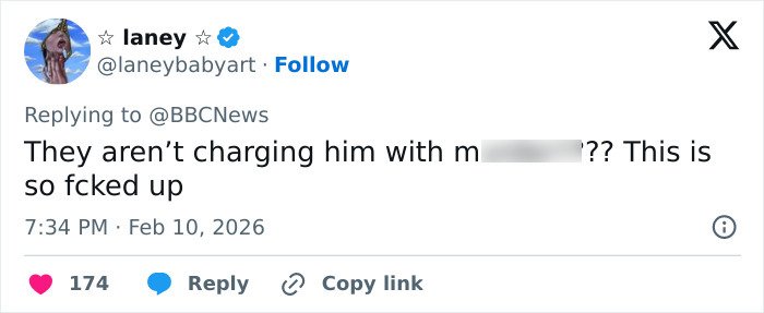 Screenshot of a social media reply questioning why dad who ended daughter's life after Trump argument won’t face charges.