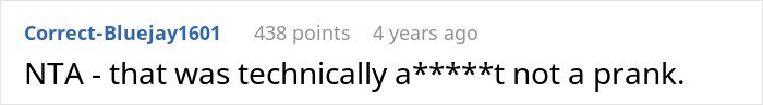 Screenshot of an online comment discussing a prank involving a groom and his brother-in-law's girlfriend.