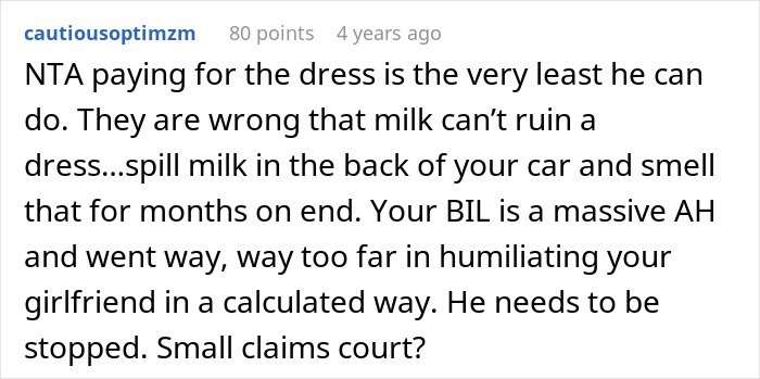 Comment on a wedding prank where the groom targets his BIL’s girlfriend, refusing to take responsibility or pay for damages.