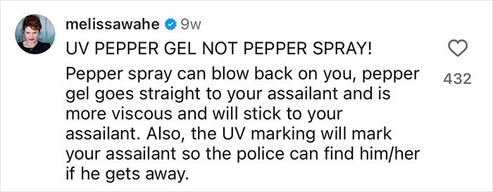 Former FBI agent sharing safety tips for women emphasizing the use of UV pepper gel instead of pepper spray.